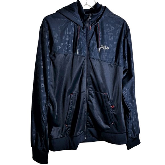 FILA Men's Navy Lightweight Hooded Lined Zipper Jacket w/Front Pockets, Size L - Picture 1 of 10